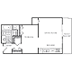 1BR 1Bath Base B Floorplan Image