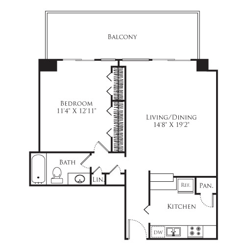 1 Bedroom Tower floorplan