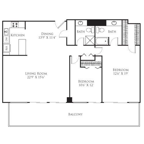 2 Bedroom - Tower floorplan