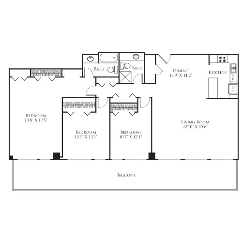 3 Bedroom Tower floorplan