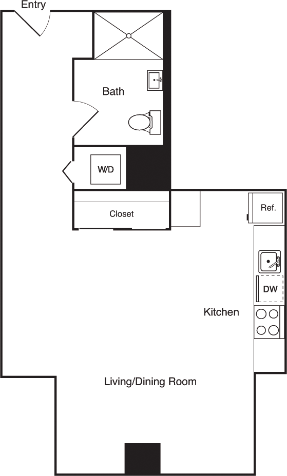 Studio New Unit 211 floorplan
