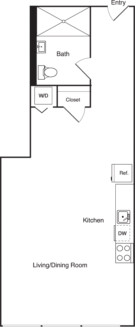 Studio New Unit 217 floorplan
