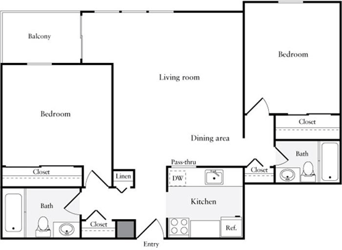 2 Bedrooms D floorplan