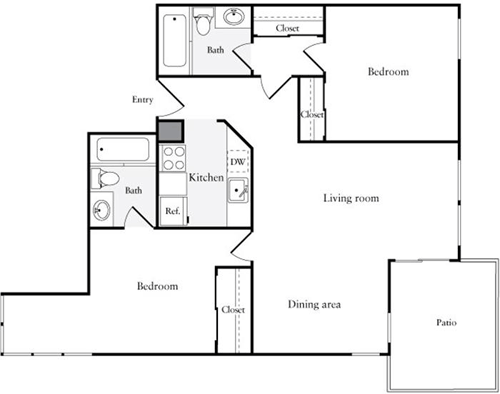2 Bedrooms F floorplan