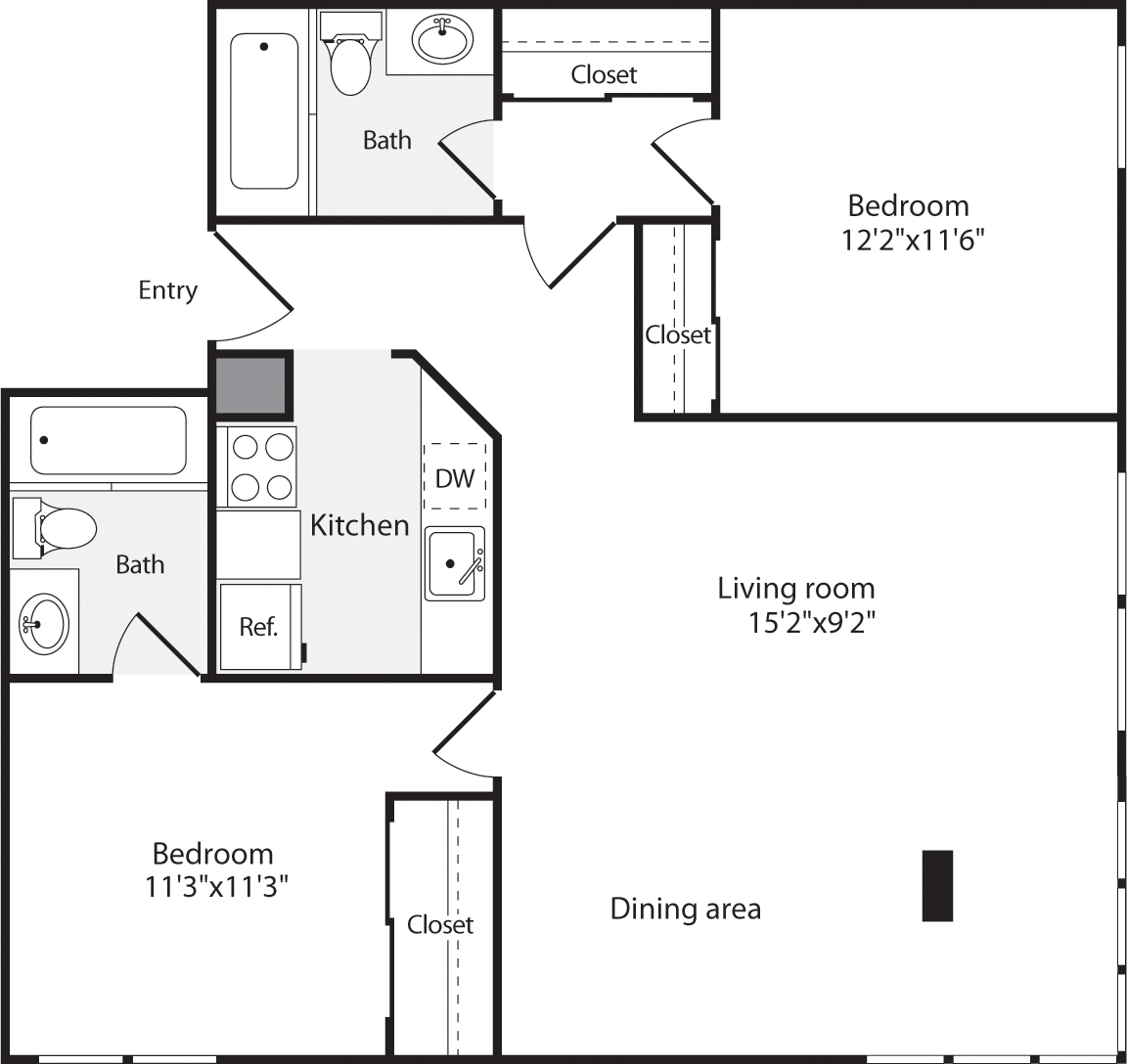2 Bedrooms C floorplan