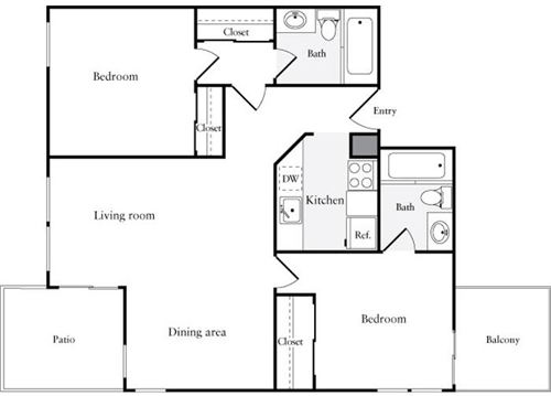 2 Bedrooms A floorplan