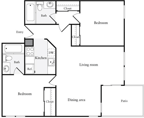 2 Bedrooms B floorplan