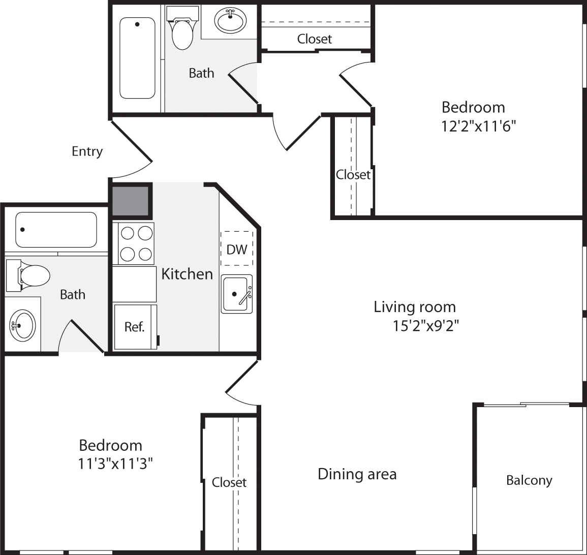 2 Bedrooms J floorplan