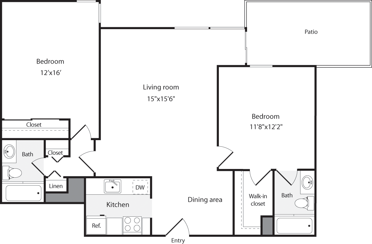 2 Bedrooms M floorplan
