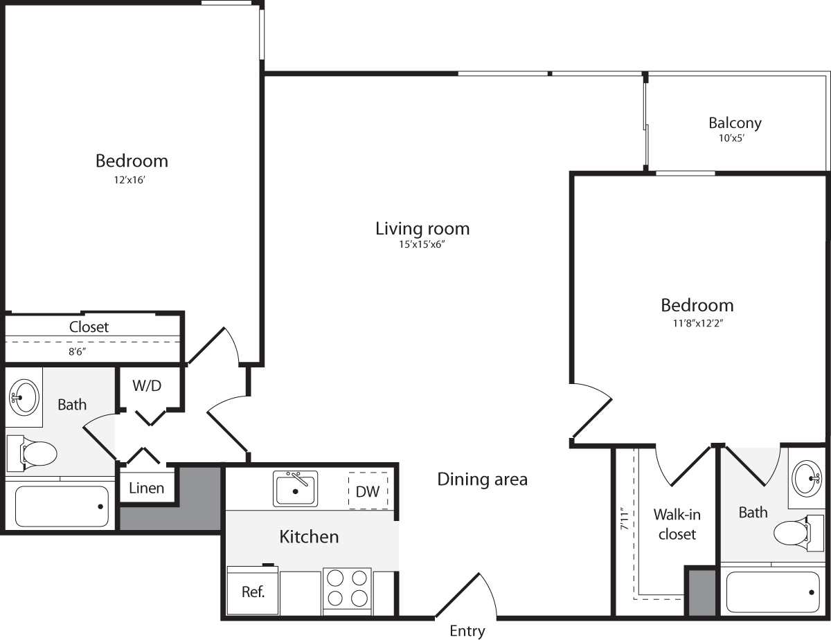 2 Bedroom K WD floorplan