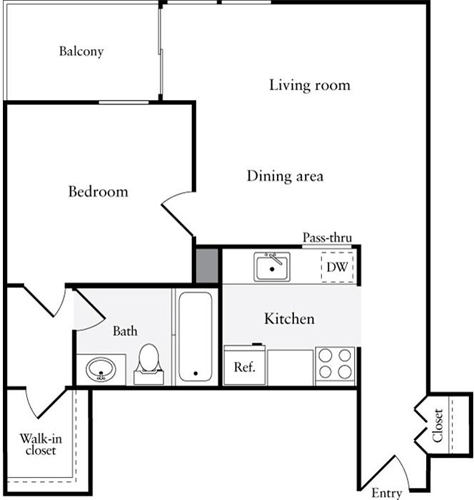 1 Bedroom D floorplan