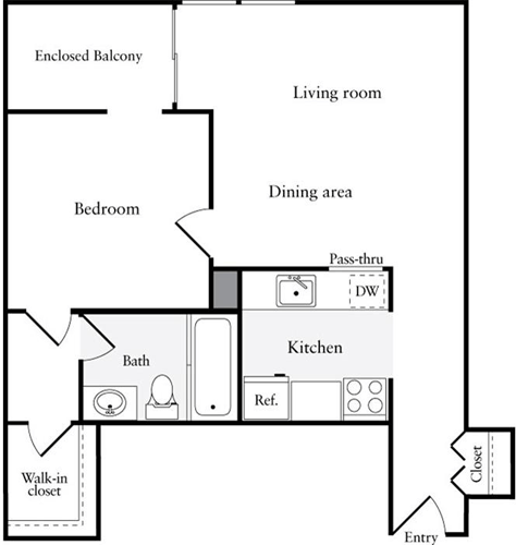 1 Bedroom C floorplan