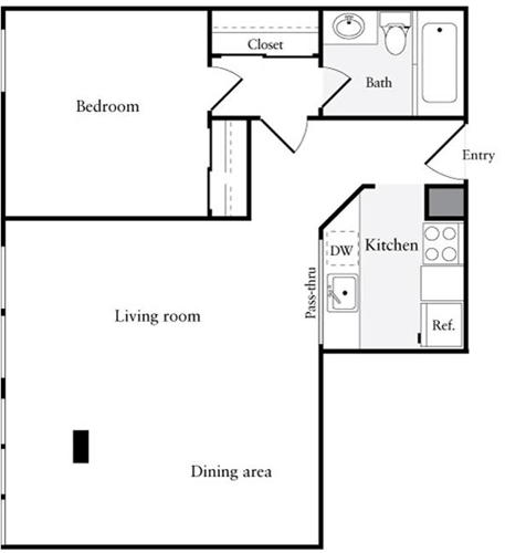 1 Bed |  1 Bath |  "apartment"