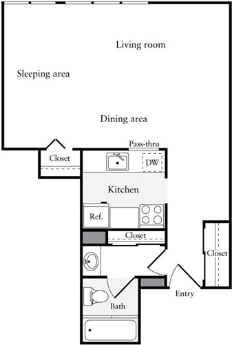 0 Bed |  1 Bath |  "apartment"