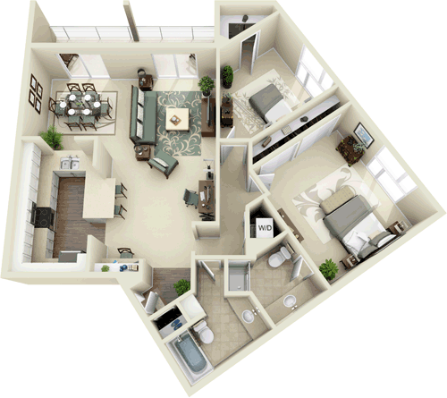 2 Bedroom G floorplan
