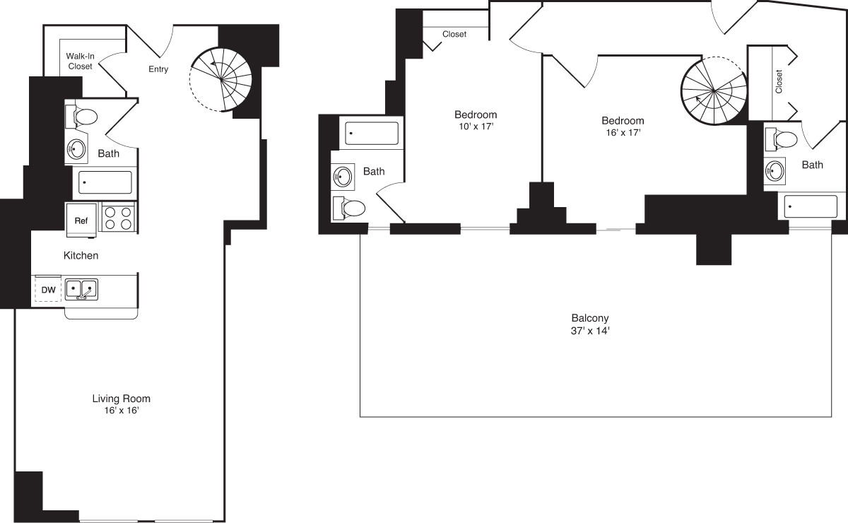 2 Bedroom E Loft floorplan