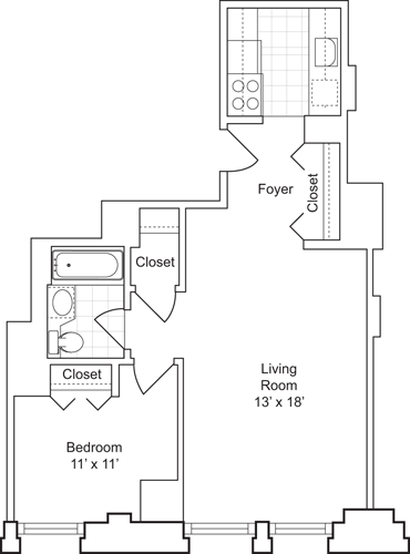 1 Bedroom G - Floors 18-19 floorplan