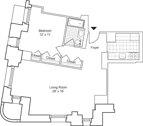 1 Bedroom I - Floors 18 - 19 floorplan