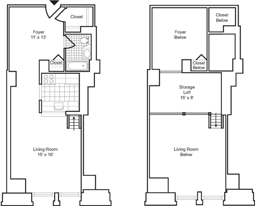 Studio F with Loft floorplan