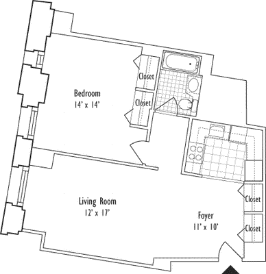 1 Bedroom J Floors 18-19