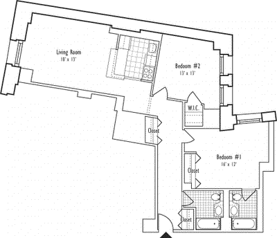 2 Bedroom L (22L) floorplan