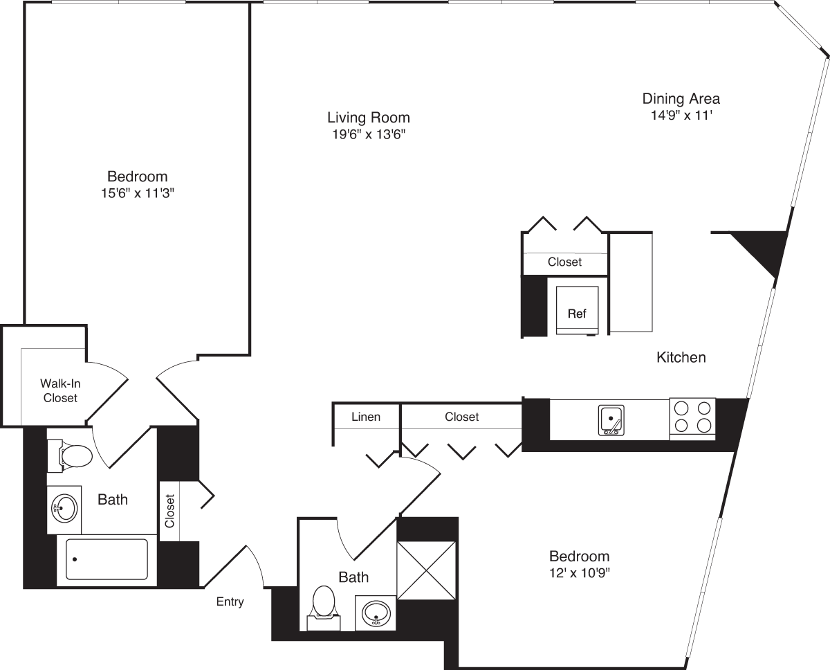 Residence A, floors 19-20 floorplan