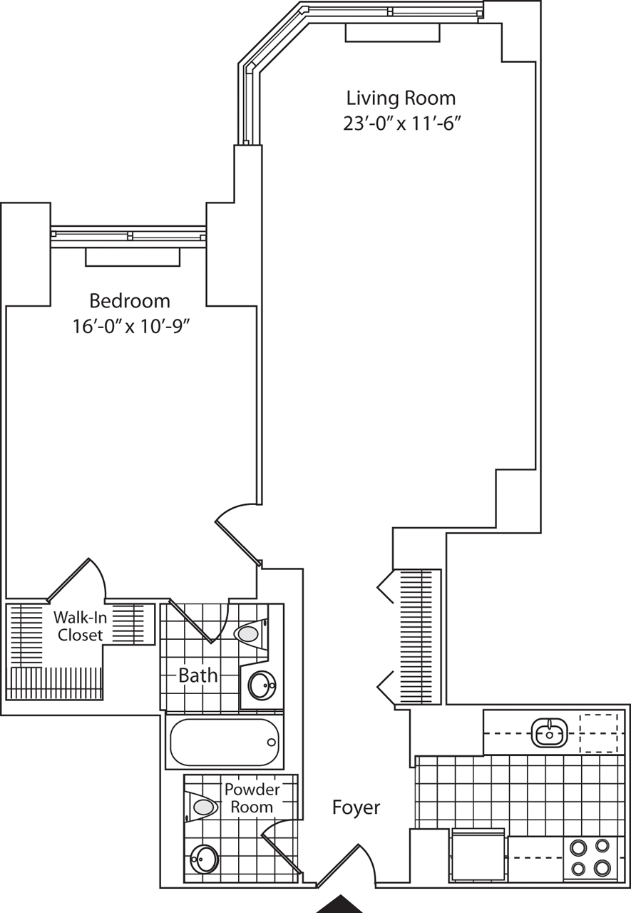 Residence U, Floors 5-17 floorplan