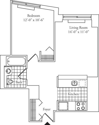 Residence 13, floors 3-6 floorplan