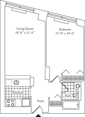 Residence B, floors 16-17 floorplan