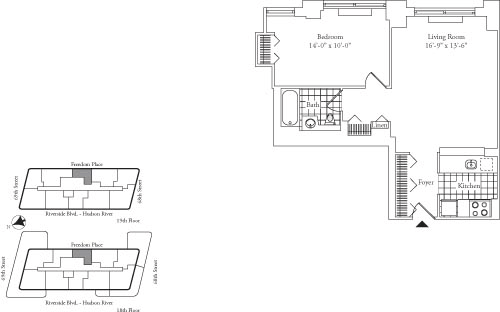 Residence H, floors 3-17 floorplan