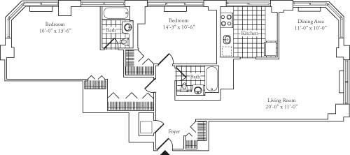 Residence D, floors 37-P2 floorplan
