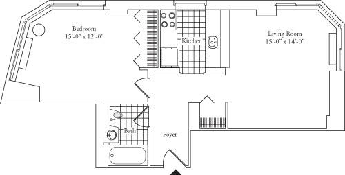 Residence D, floors 8-17 floorplan
