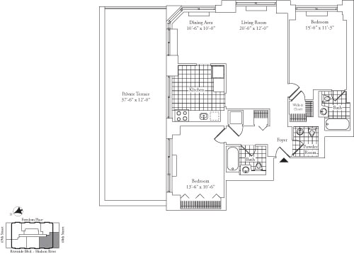 Residence E, floor 21 floorplan