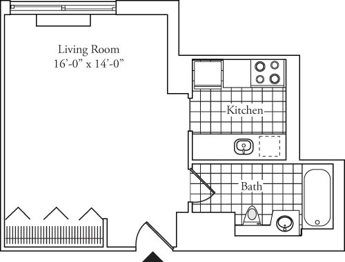 Residence E, floors 3-17 floorplan