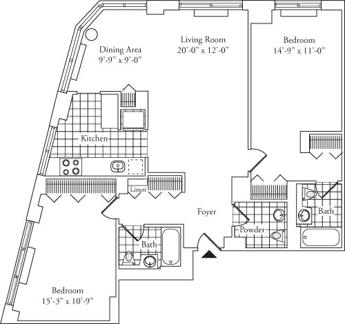 Residence G floor 19, Residence H floor 20 floorplan