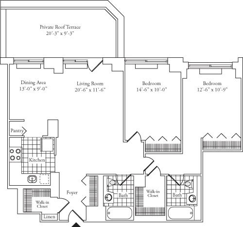 Residence H, floor 18 floorplan