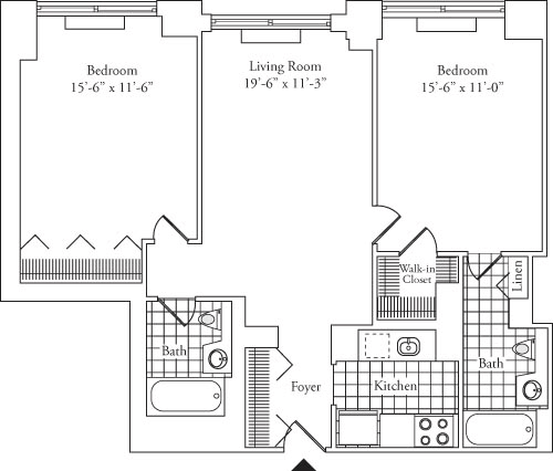 Residence J, floors 18-19 floorplan