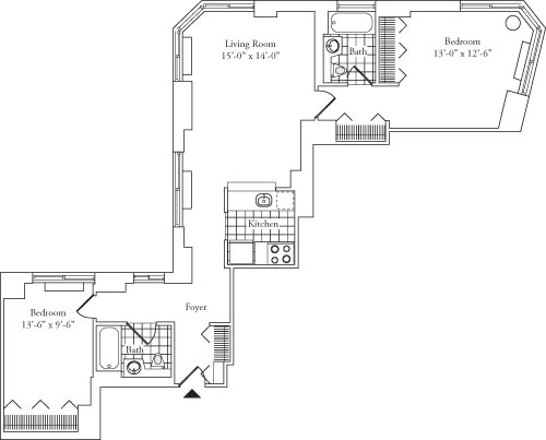 Residence K, floors 8-17 floorplan