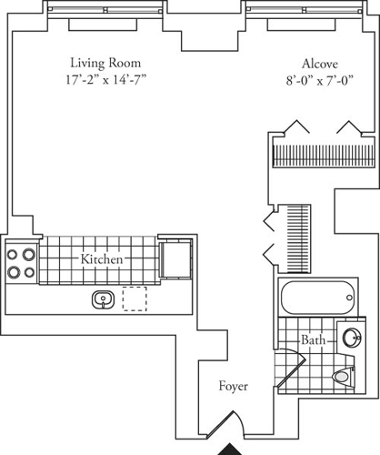 Residence M with alcove, floor 19-20 floorplan