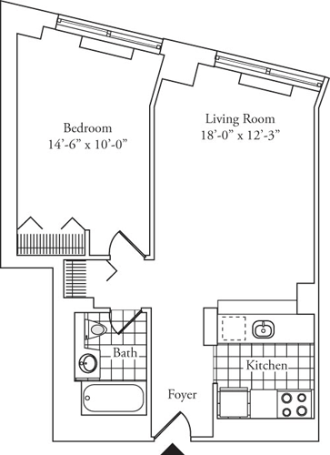 Residence M, floors 3-17 floorplan
