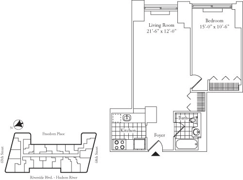 Residence R, floors 5-17 floorplan