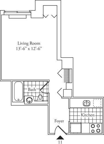 Residence 11, floors 3-6 floorplan