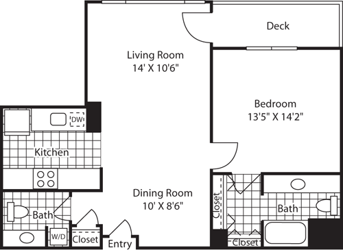 1 Bed SW Penthouse