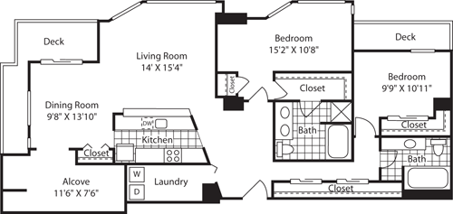 2 Bed Penthouse City floorplan