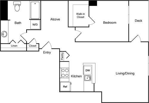 1 Bed 412 NW floorplan