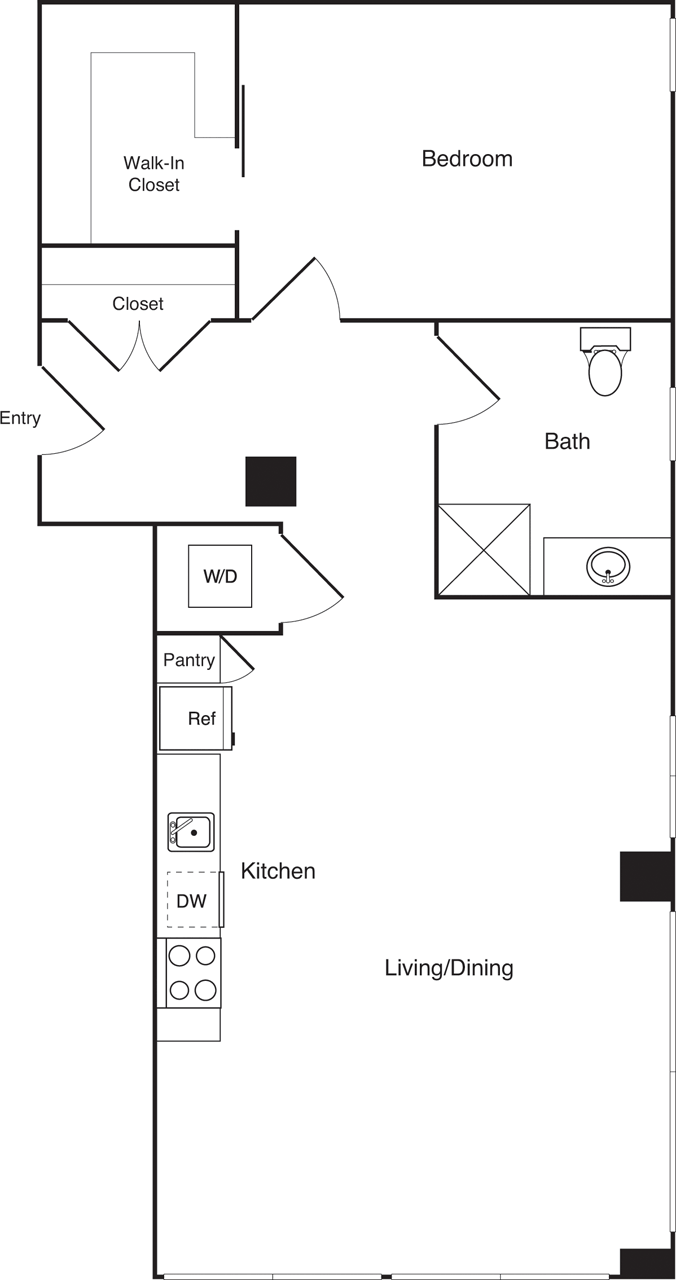 1 Bed SW626 floorplan
