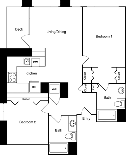 2 Bed 1413 SE floorplan