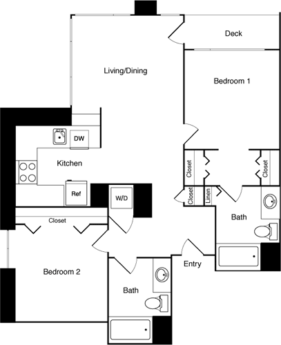 2 Bed 1513-2313 SE floorplan